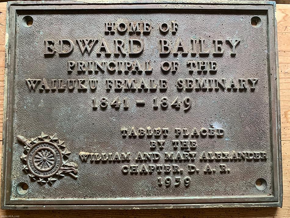Bailey House Museum Edward Bailey Plaque